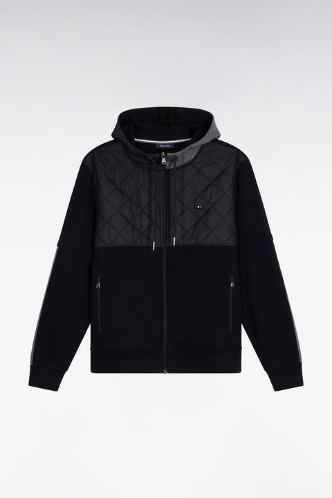 Sweatshirt zippé en interlock bimatière matelassé noir et gris - Image 2