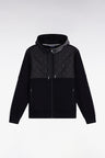 Sweatshirt zippé en interlock bimatière matelassé noir et gris