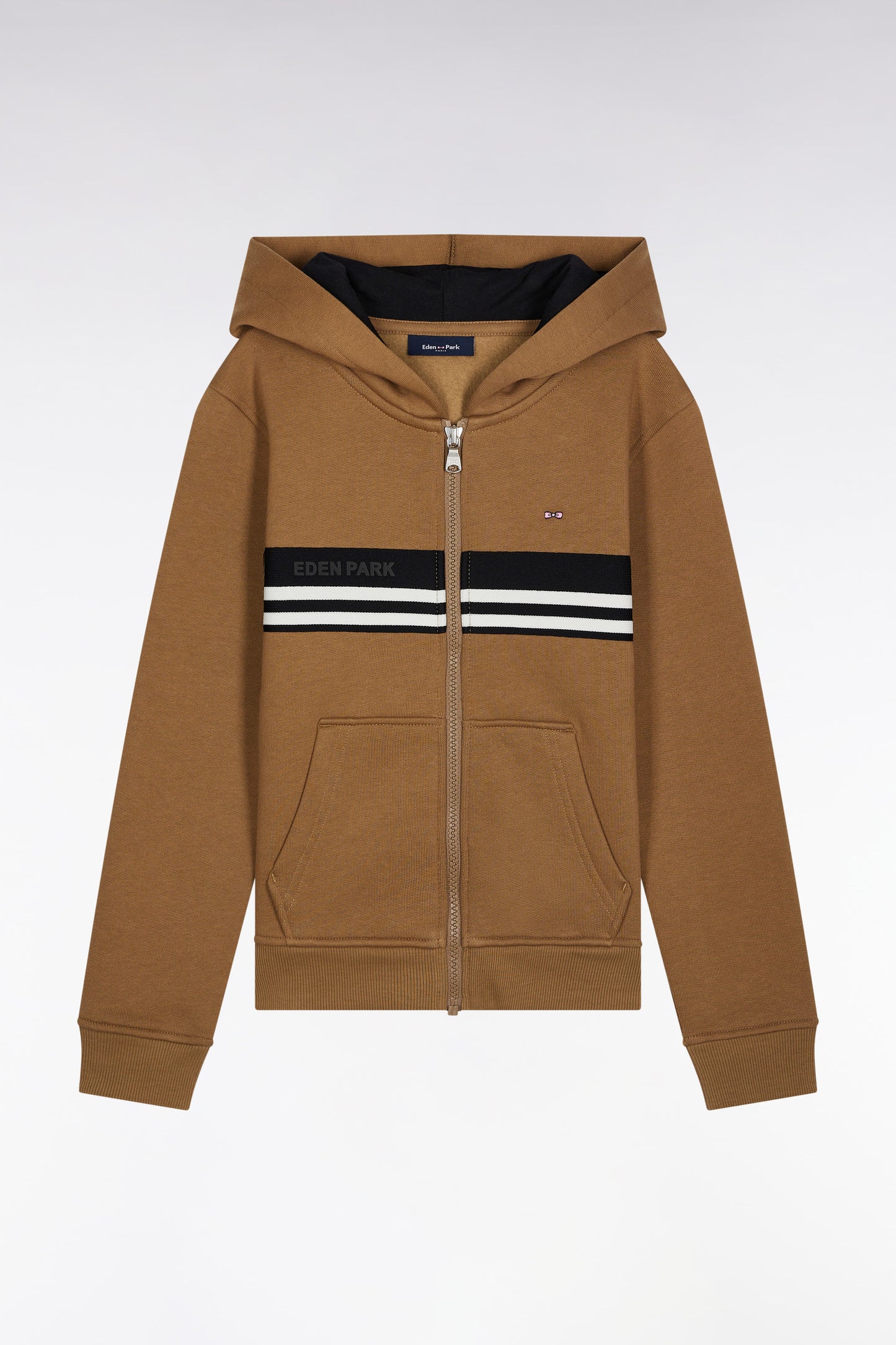 Zip-up hooded sweatshirt in camel molton blend