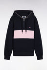 Sweatshirt à capuche semi-zippé marine et rose