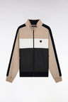 Sweatshirt zippé bimatière en nylon matelassé beige