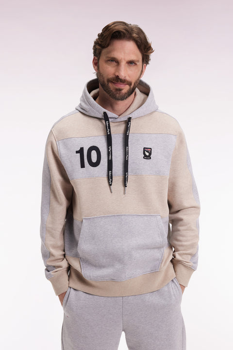 Sweatshirt en coton mélange beige et gris clair coupe Relaxed - Image 1