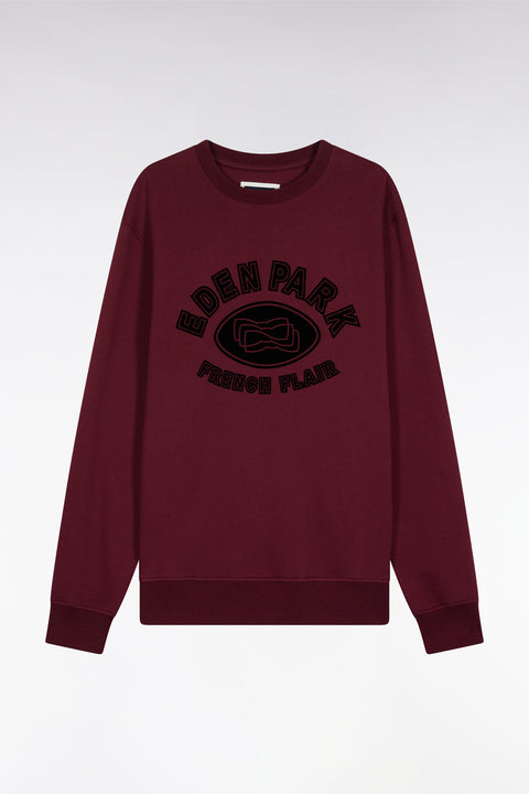 Sweatshirt à col rond en coton mélangé bordeaux coupe Relaxed - Image 2