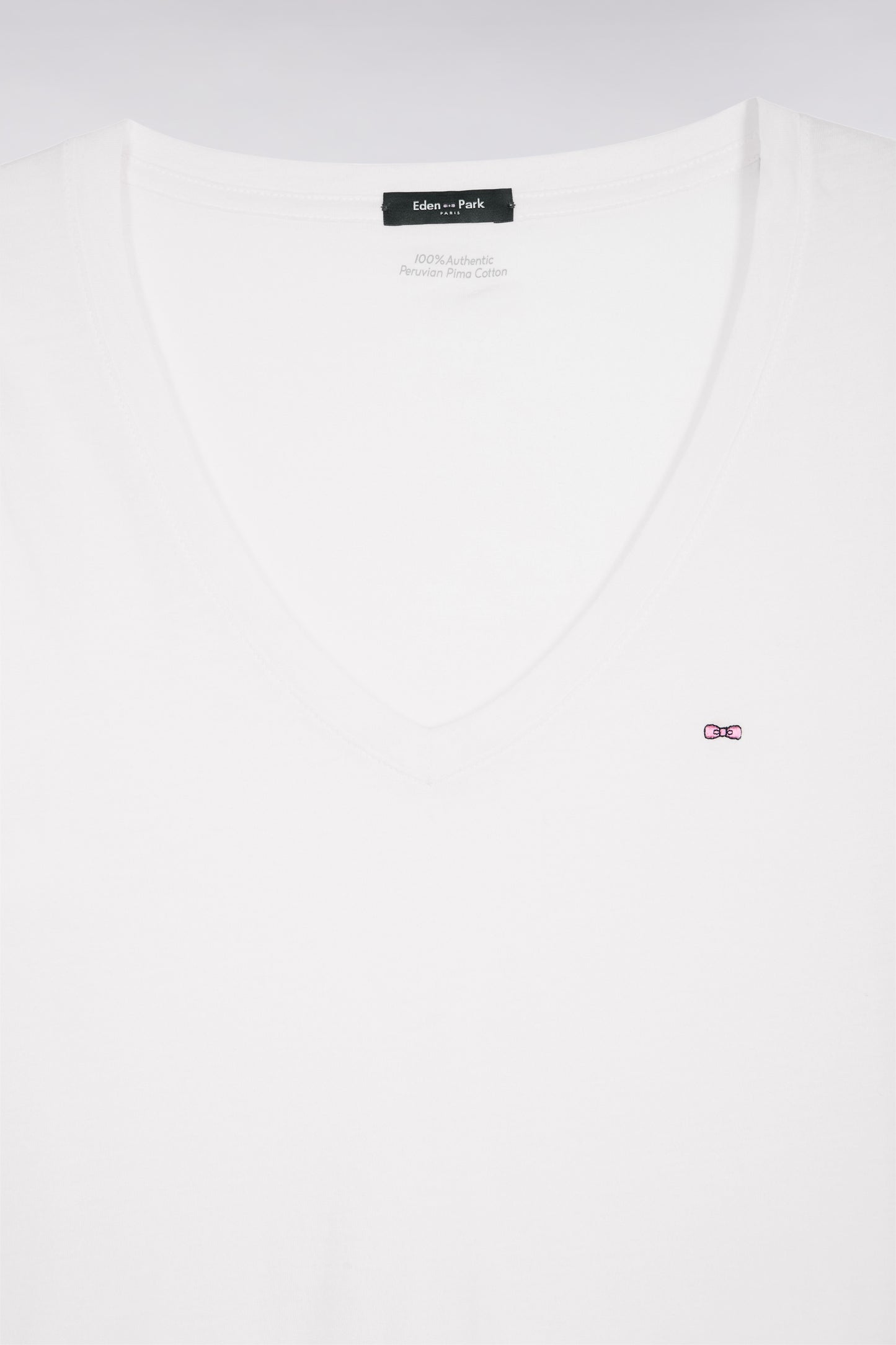 T-shirt à manches courtes en coton Pima blanc col V