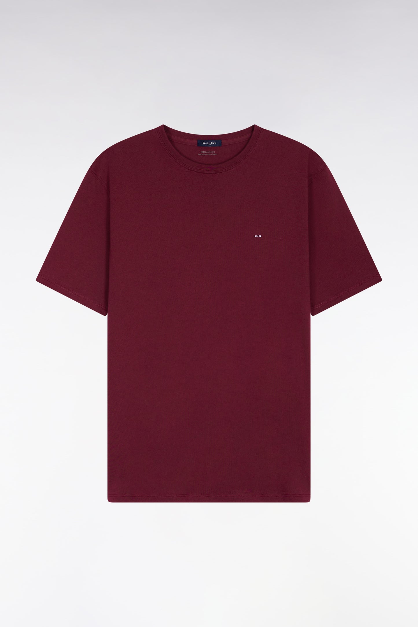 T-shirt manches courtes à col rond en coton Pima bordeaux