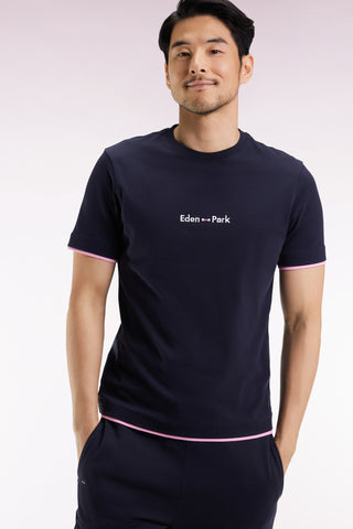 T-shirt à manches courtes broderie Eden Park en coton marine