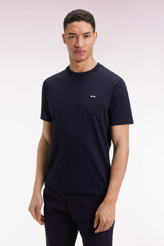 T-shirt à manches courtes dos brodé en coton marine