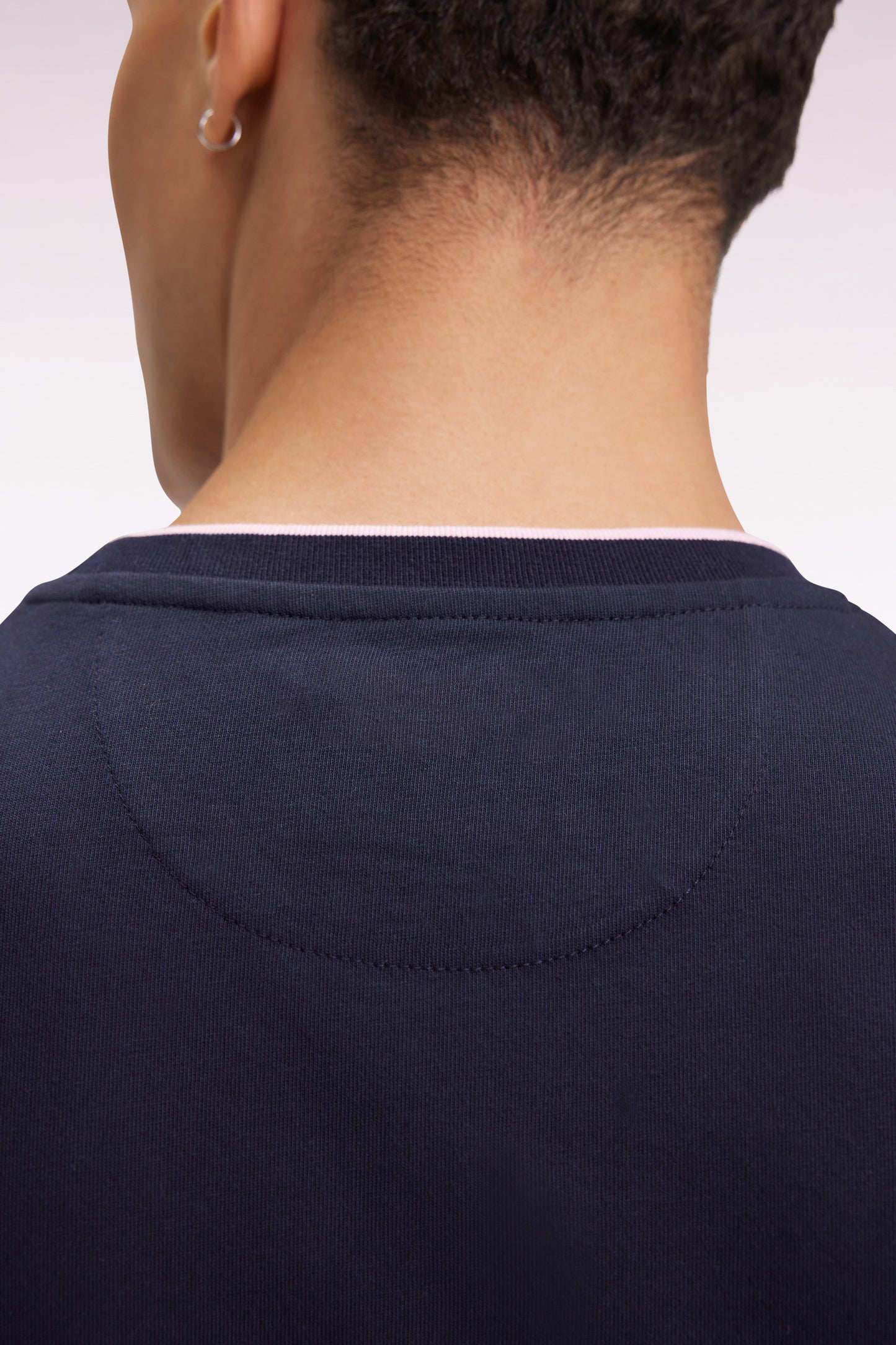 T-shirt bicolore à manches courtes en coton marine et rose