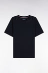 Short-sleeved navy cotton T-shirt with logo