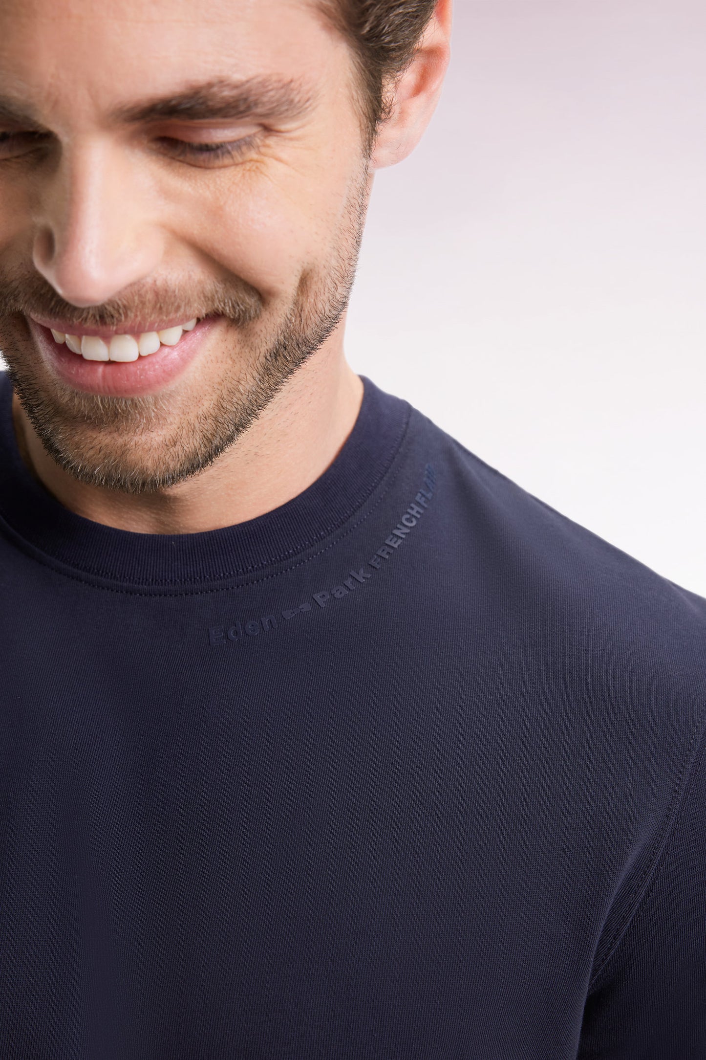 T-shirt à manches courtes en coton marine à logo