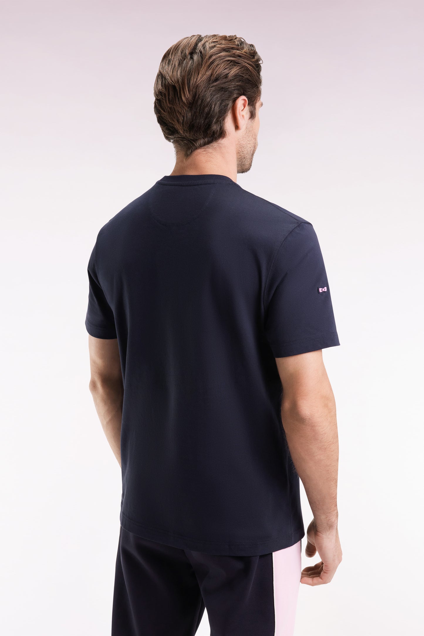 T-shirt à manches courtes en coton marine à logo
