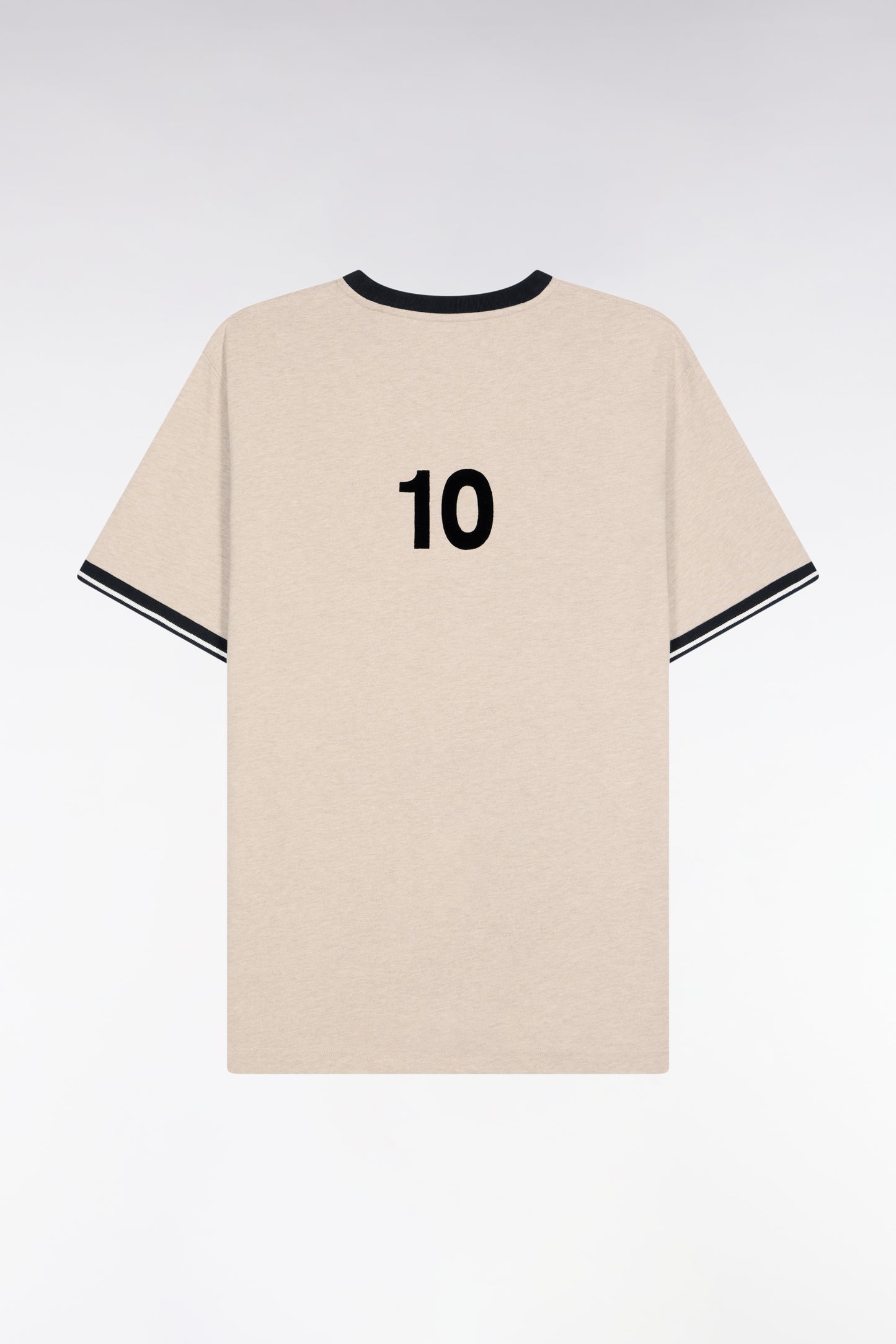 T-shirt à manches courtes en coton beige et marine Nouvelle Zélande
