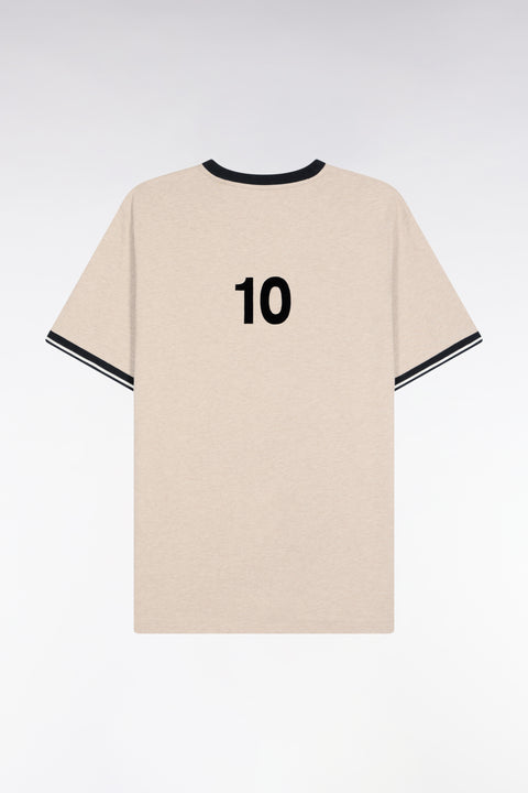 T-shirt à manches courtes en coton beige et marine Nouvelle Zélande - Image 2