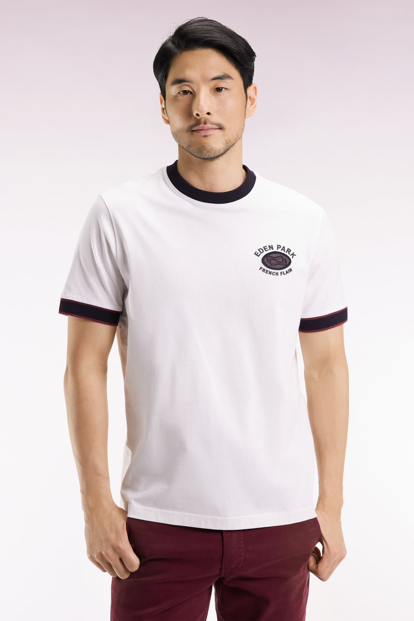 T-shirt à manches courtes en coton blanc Eden Park French Flair