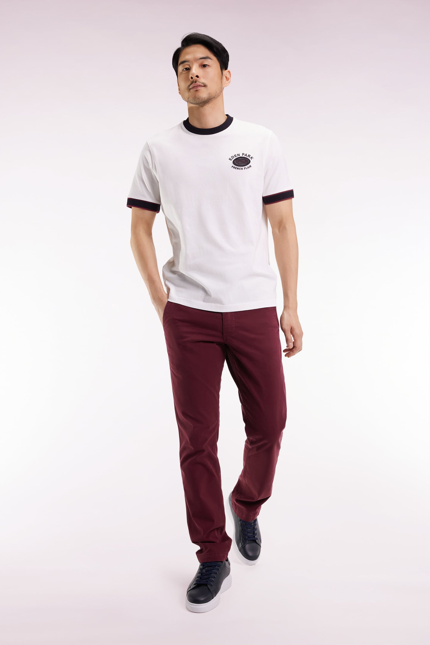 T-shirt à manches courtes en coton blanc Eden Park French Flair