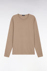T-shirt à manches longues en coton slub beige