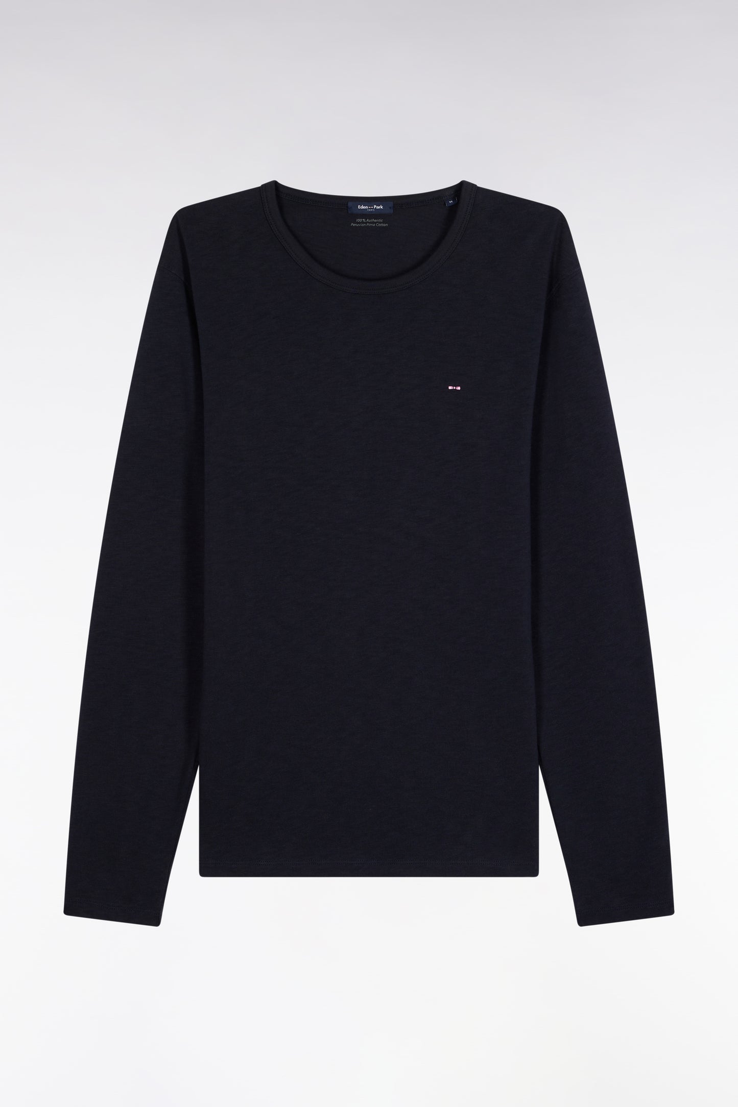 T-shirt à manches longues en coton slub marine
