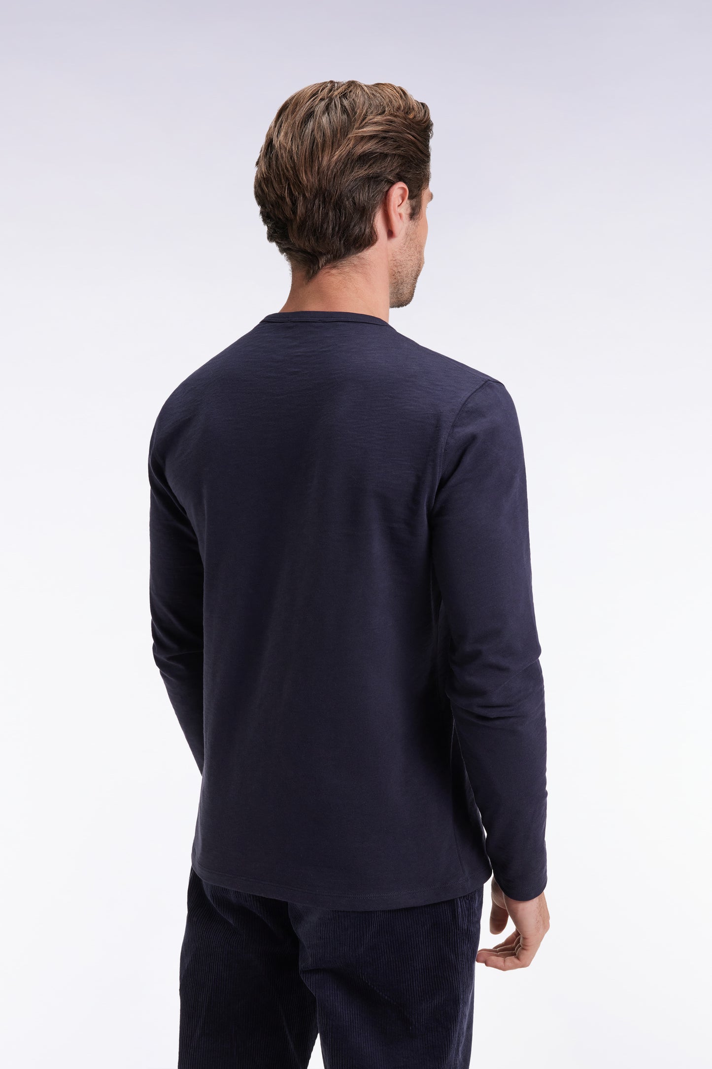 T-shirt à manches longues en coton slub marine