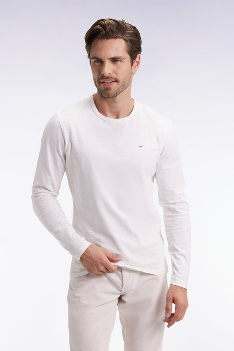T-shirt à manches longues en coton slub écru - Image 1