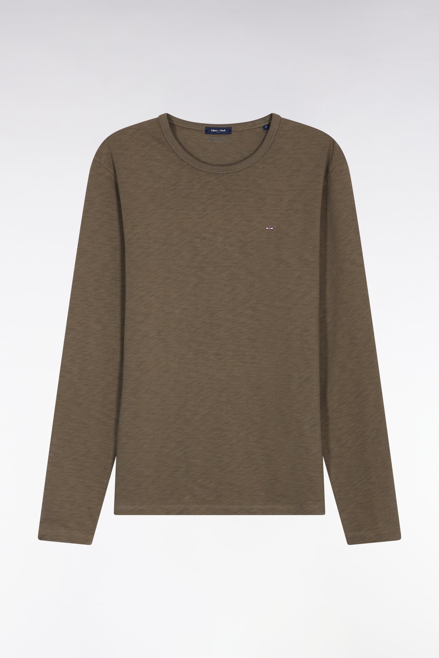 T-shirt à manches longues en coton slub kaki