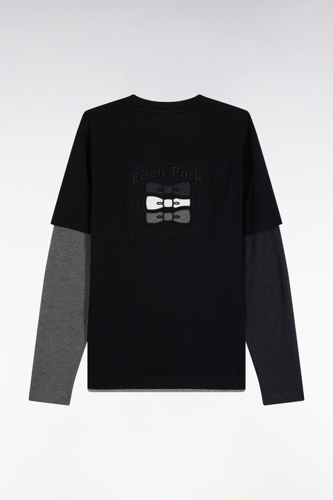 T-shirt à manches longues en coton noir - Image 2