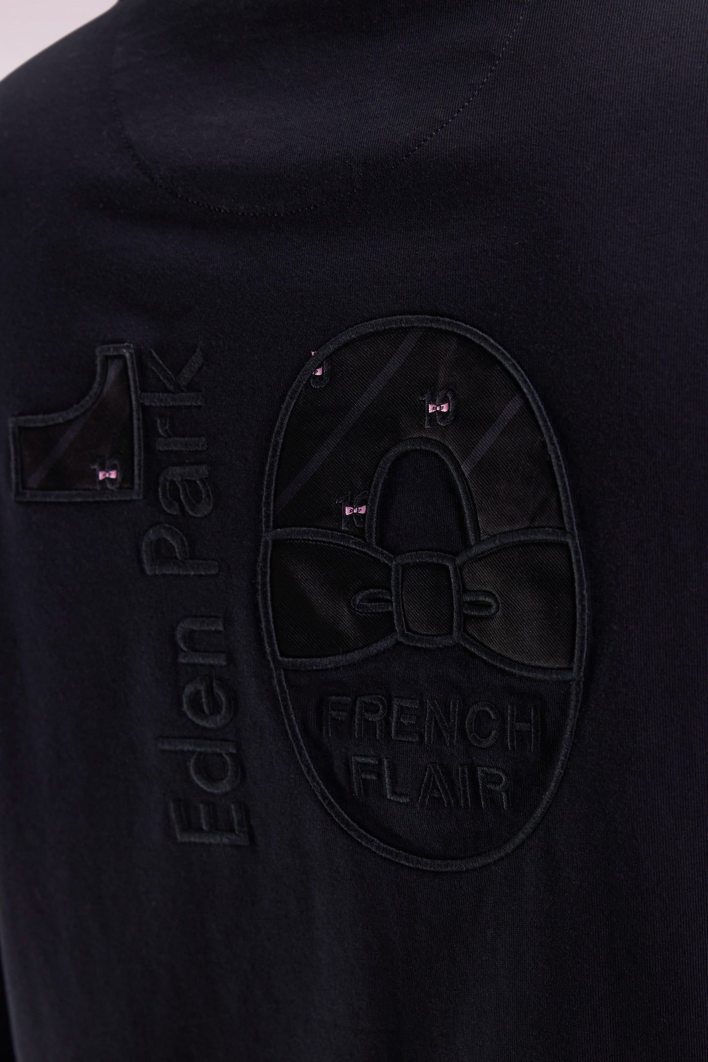 T-shirt col rond à manches longues en coton noir