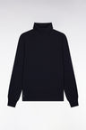 T-shirt col roulé à manches longues en coton stretch marine