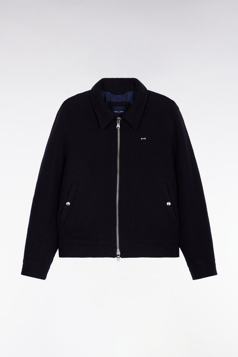 Blouson en laine bouillie mélangée marine - Image 2