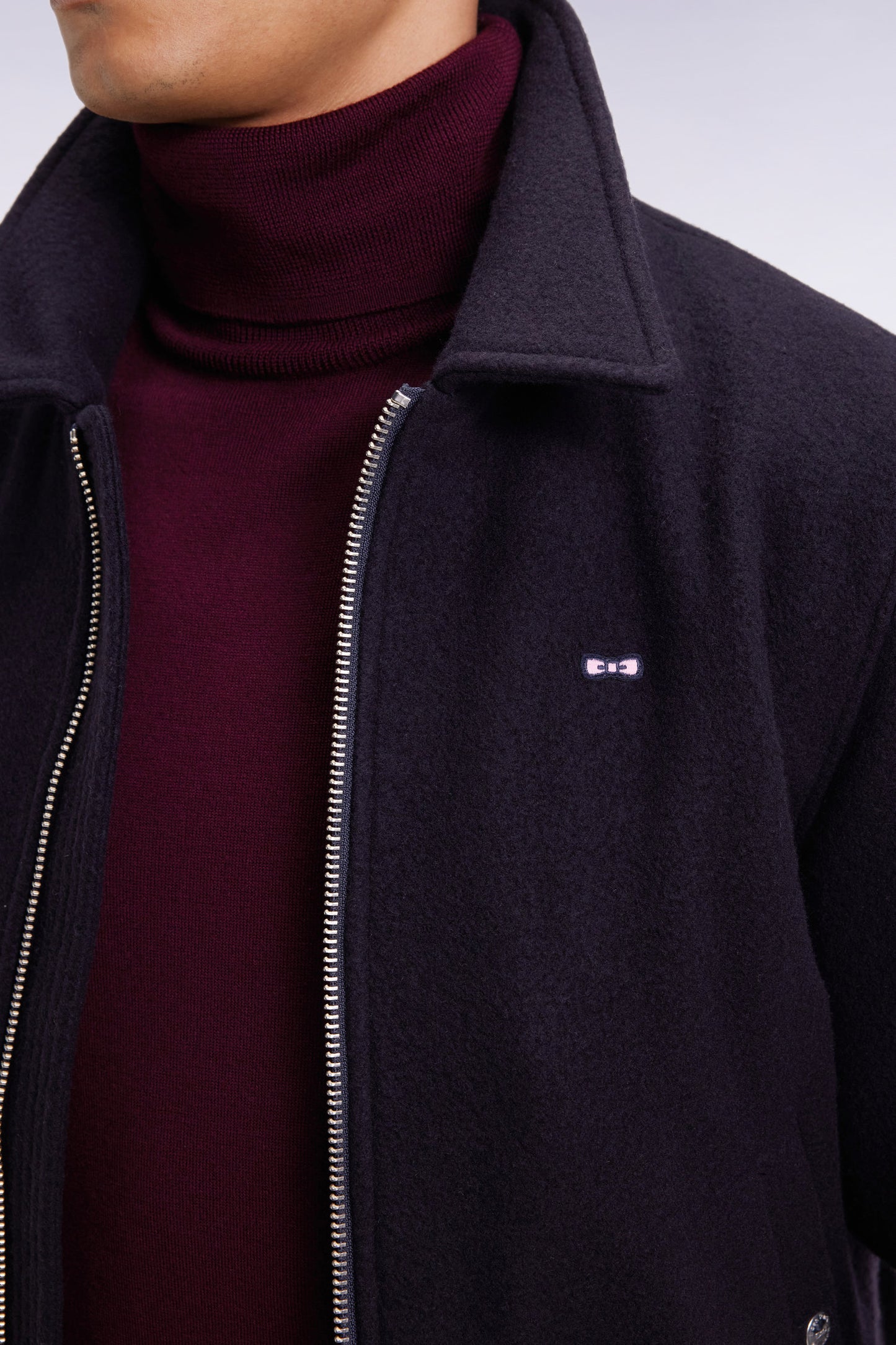 Jacket in navy boiled wool blend