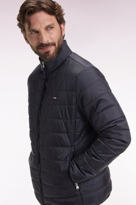 Doudoune en nylon matelassé noir à col montant - Image 3