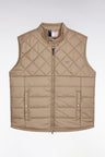 Doudoune sans manches col motard en nylon matelassé beige