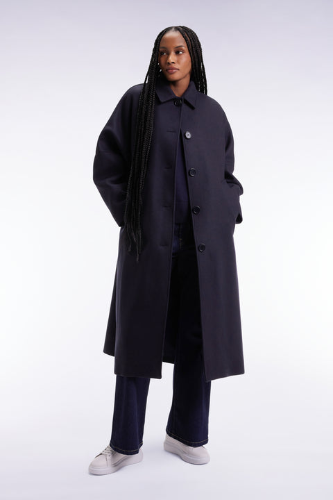 Manteau kimono en laine marine - Image 1