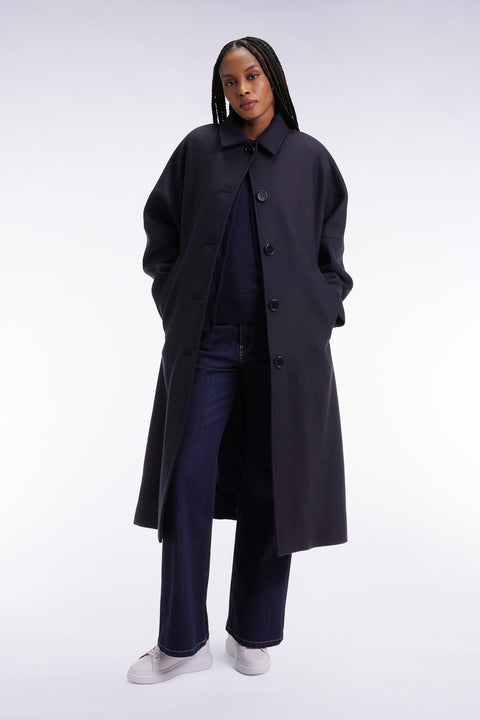 Manteau kimono en laine marine - Image 3