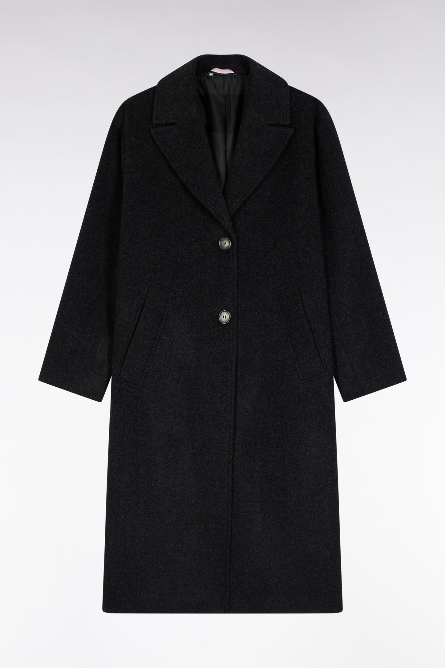 Manteau masculin coupe oversized en laine gris foncé