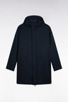 Parka longue en nylon marine à capuche intégrée