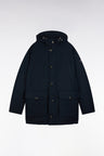 Parka courte en nylon marine à poches plaquées