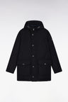 Parka courte en nylon noir à poches plaquées