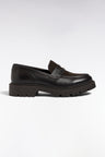 Mocassins bimatières en cuir marron
