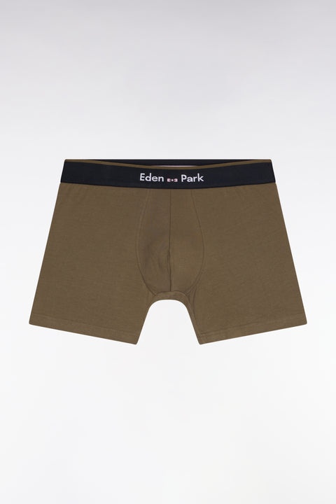 Boxer en jersey de coton kaki à bande contrastée - Image 1