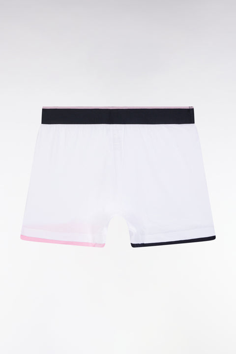 Boxer en jersey de coton blanc à finitions rayées - Image 2