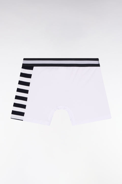 Boxer en jersey de coton blanc à détail rayé - Image 2