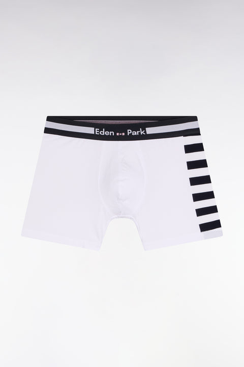 Boxer en jersey de coton blanc à détail rayé - Image 1