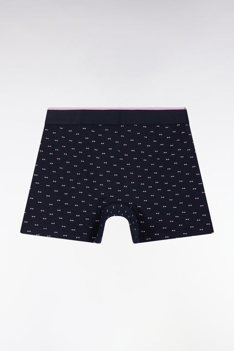 Boxer en jersey de coton micro-motifs nœuds papillon marine - Image 2