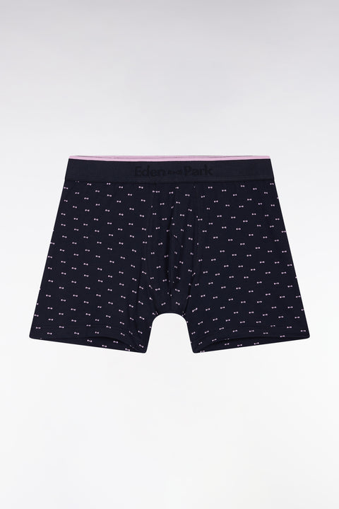 Boxer en jersey de coton micro-motifs nœuds papillon marine - Image 1