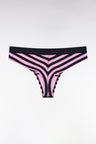 Culotte tanga en jersey stretch rayée marine et rose