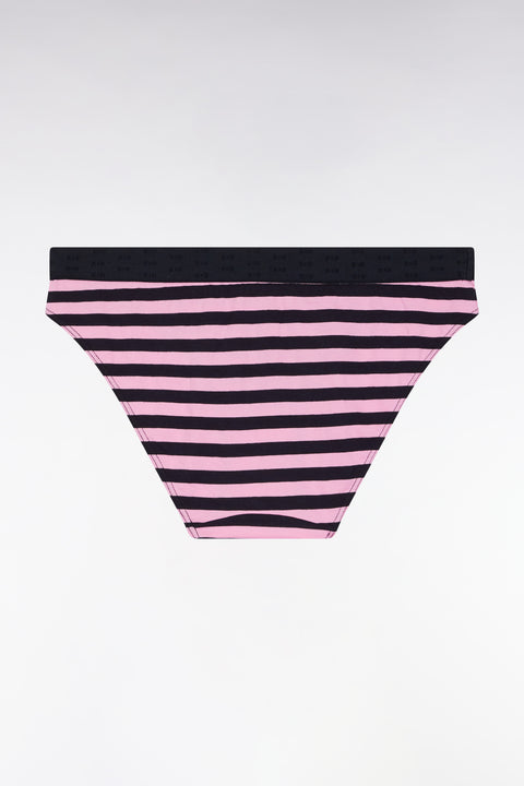 Culotte en jersey stretch rayée marine et rose - Image 2