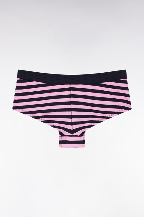 Culotte shorty en jersey stretch rayée marine et rose - Image 2