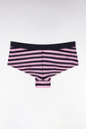 Culotte shorty en jersey stretch rayée marine et rose