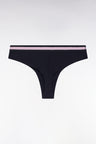 Culotte tanga en jersey stretch marine à logo