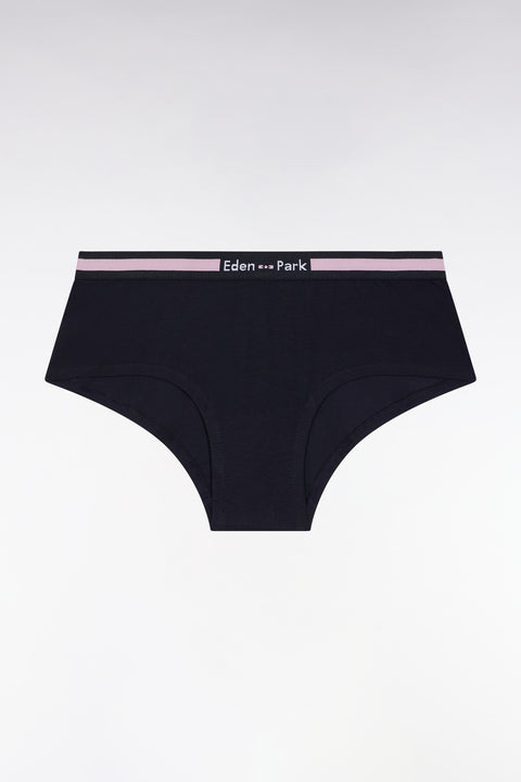 Culotte shorty en jersey stretch marine à logo - Image 1